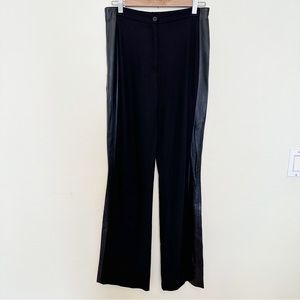 Escada Side Tuxedo Striped Wide Leg Women's Black Trouser Pants Size 38